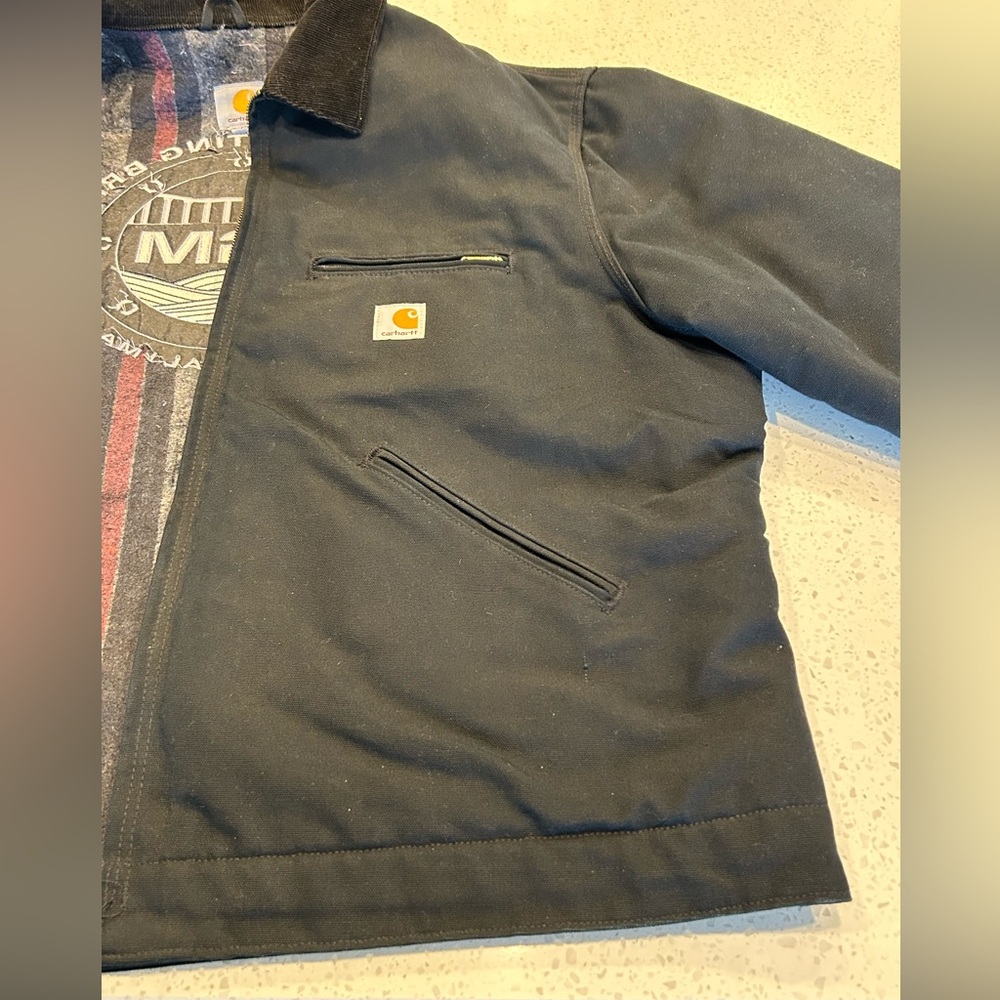 MENS CARHARTT BLANKET LINED J001 BLACK DETROIT JACKET COAT SZ XL REG RN #14806 - Picture 5 of 15